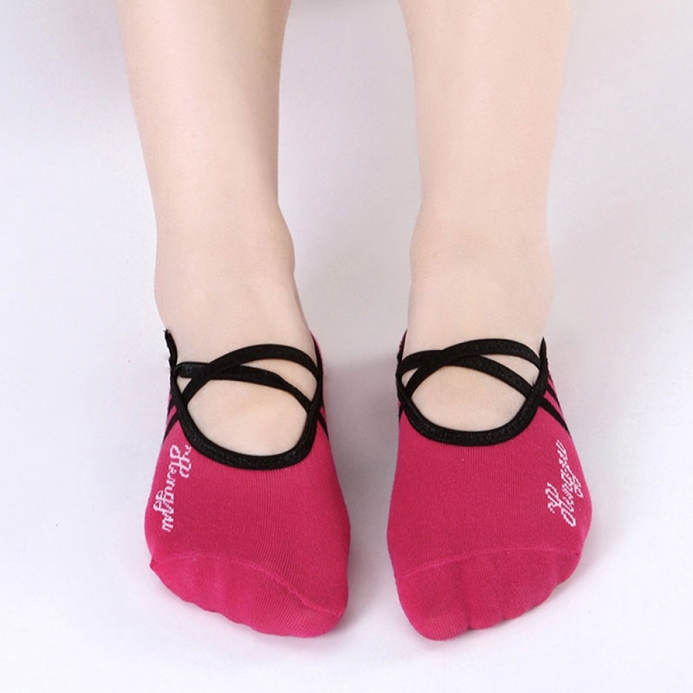1 Pair Sports Yoga Socks Slipper for Women Anti Slip Lady Damping Bandage Pilates Sock(Plum Purple)