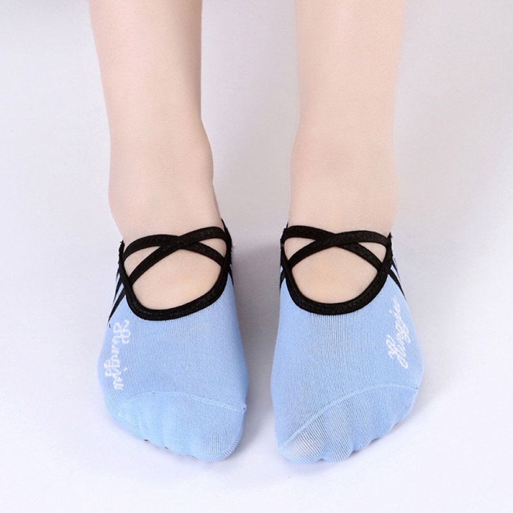 1 Pair Sports Yoga Socks Slipper for Women Anti Slip Lady Damping Bandage Pilates Sock(Sky Blue)