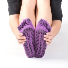 A Pair, Solid Color Non-slip Sweat-absorbent Yoga Socks Split Toe Socks for Women, Size:One Size(Purple)