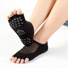 Spitzengitter nicht glatte Yoga-Socken mit Diamanten, Größe: eine Größe (schwarzer Diamantschwarz halbe Zeh)