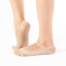 Calcetines de yoga de malla de encaje con diamantes, tamaño: talla de color caqui con taladro)