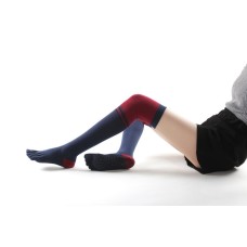 Mesdames sur les chaussettes de yoga au genou Winter Warm non glipt Dance Five-doigts chaussettes, taille: taille libre (marine rayée)