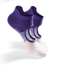 Streifen nicht rutschende Yoga-Socken Baumwolle verdickte professionelle Yoga-Socken (lila)