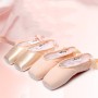 Balett Lace Pointe Shoes Professional Flat Dance Shoes, koko: 31 (satiini alaston)