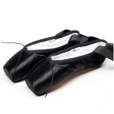 Ballet Lace Pointe Shoes Professional Flat Dance Shoes, Size: 32(Black)