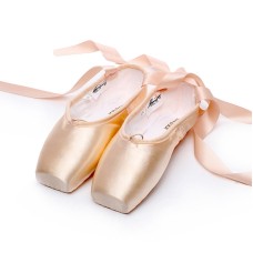 Ballet Lace Pointe Shoes Professional Flat Dance Shoes, Size: 37(Satin Nude)