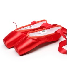 Ballet Lace Pointe Shoes Professional Flat Dance Shoes, Size: 38(Red)