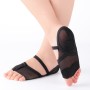 Chaussures de pratique de danse chaussettes à semelle douce couverture de pied de gymnastique semi-tronqué couverture de pied, taille: S (34-35) (noir)