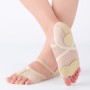 Dance Practice Shoes Soft-Soled Socks Gymnastics Foot Cover Semi-Truncated Foot Cover, Size: S (34-35)(Creamy-white)