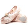 Crystal Satin Flower Decoration Dance Shoes Soft Sole Ballet Shoes Practice Dance Shoes for Children, Size: 24 (Fles Pink With Flower)