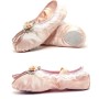 Decoración de flores de satén de cristal zapatos de baile suaves zapatos de ballet practicar zapatos de baile para niños, tamaño: 24 (carne rosa con flor)