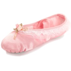 Crystal Satin Flower Decoration Dance Shoes Soft Sole Ballet Shoes Practice Dance Shoes For Children, Size: 24(Pink Bow Flower)