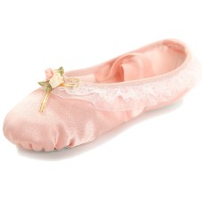 Crystal Satin Flower Decoration Dance Shoes Soft Sole Ballet Shoes Practice Dance Shoes For Children, Size: 24(Flesh Pink Bow Flower)