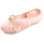 Decoración de flores de satén de cristal zapatos de baile suaves zapatos de ballet practicar zapatos de baile para niños, talla: 24 (flor de arco rosado de carne)