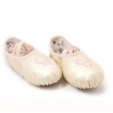 Crystal Satin Flower Decoration Dance Shoes Soft Sole Ballet Shoes Practice Dance Shoes For Children, Size: 24(PU Golden Flower)