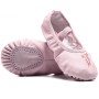 Crystal Satin Flower Decoration Dance Shoes Soft Sole Ballet Shoes Practice Dance Shoes for Children, Size: 24 (Pu Pink Bow)