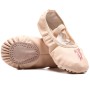 Crystal Satin Flower Decoration Dance Shoes Soft Sole Ballet Shoes Practice Dance Shoes For Children, Size: 24 (Pu Flesh Pink Bow)