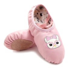 Crystal Satin Flower Decoration Dance Shoes Soft Sole Ballet Shoes Practice Dance Shoes For Children, Size: 25(PU Pink Cat)