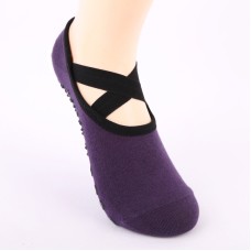 One Pair Ladies Cross Strap Version Edging Backless Yoga Socks Non-slip Boat Socks, Size:One Size(Purple)