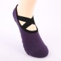 Une paire pour dames cross sangle version bordant des chaussettes de yoga sans glissement sans glissement, taille: une taille (violet)