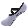 Une paire dames croix de sangle versant des chaussettes de yoga sans glissement sans glissement sans glissement, taille: une taille (gris)