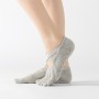 Terry Five-Finger Socks Cotton Thickened Warm and Non-Slip Yoga Socks Cross Strap Dance Socks, Size: One Size(Full Toe (Light Gray))