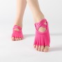 Terry Fünf-Finger-Socken Baumwolle verdickte warme und rutschfeste Yoga-Socken Cross-Gurt-Tanzsocken, Größe: Einen Größe (offener Zeh (Rose Rot))