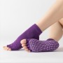 3 Paar Open-Toe-Yoga-Socken Innensport-Nicht-Schlupf-Fünf-Finger-Tanzsocken, Größe: Einen Größe (reine Farbe Deep Purple)