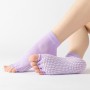 Chaussettes de yoga à bout ouvert de 3 paires Sports intérieurs sans glissement à cinq doigts chaussettes de danse, taille: une taille (pure couleur violette claire)