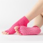 3 Pair Open-Toe Yoga Socks Indoor Sports Non-Slip Five-Finger Dance Socks, Size: One Size(Pure Rose Red)