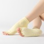 3 Pair Open-Toe Yoga Socks Indoor Sports Non-Slip Five-Finger Dance Socks, Size: One Size(Pure Color Light Yellow)