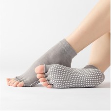 3 Pair Open-Toe Yoga Socks Indoor Sports Non-Slip Five-Finger Dance Socks, Size: One Size(Pure Color Light Gray)