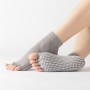 Chaussettes de yoga à bout ouvert de 3 paires Sports intérieurs sans glissement à cinq doigts chaussettes de danse, taille: taille unique (gris clair de couleur pure)