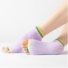 3 Pair Open-Toe Yoga Socks Indoor Sports Non-Slip Five-Finger Dance Socks, Size: One Size(Color Light Purple)