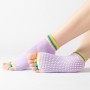 Chaussettes de yoga à bout ouvert de 3 paires Sports intérieurs sans glissement à cinq doigts chaussettes de danse, taille: une taille (couleur clair violet)