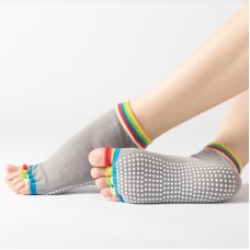 3 Pair Open-Toe Yoga Socks Indoor Sports Non-Slip Five-Finger Dance Socks, Size: One Size(Color Light Gray)