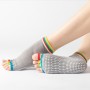 Chaussettes de yoga à bout ouvert de 3 paires Sports intérieurs sans glissement à cinq doigts chaussettes de danse, taille: taille unique (gris clair)