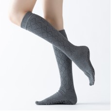 Calcetines de yoga medianos calcetines de cinco dedos calientes de pilotes sin deslizamiento, tamaño: talla única (gris oscuro)