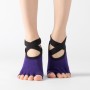 蕾丝瑜伽袜子防滑五个Finger Sports Sports Socks Fashion Fashion open Toe舞蹈袜，大小：一个尺寸（黑色）