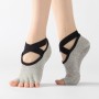 蕾丝瑜伽袜子防滑五个Finger Sports Sports Socks Fashion open Toe舞蹈袜，大小：一件尺寸（浅灰色）