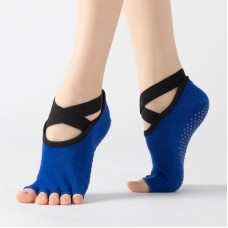 Spitzen-Yoga-Socken Nicht-Schlupf-Finger-Finger-Sport-Baumwollsocken Mode offene Tanzsocken, Größe: Einen Größe (Himmelblau)