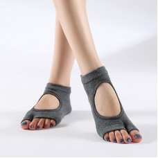 2 Pair Two-Toed Yoga Socks Clogs Socks Non-Slip Sports Cotton Socks, Size: One Size(Dark Gray)