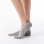 2 Pair Five-Finger Cross-Lace Yoga Cotton Socks Fashion Non-Slip Sports Dance Socks, Size: One Size(Full Toe (Light Gray))