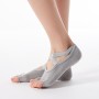 2 Pair Five-Finger Cross-Lace Yoga Cotton Socks Fashion Non-Slip Sports Dance Socks, Size: One Size(Open Toe (Light Gray))