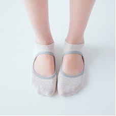 3 Pairs Backless Non-Slip Yoga Dance Socks Gym Indoor Floor Sports Socks, Size: 35-42(Beige)
