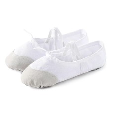 2 пары квартиры мягкие балетные туфли латинская йога танцевальная спортивная обувь для детей и взрослых (белый)
