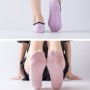 Chaussettes de yoga de ballet sans dos en coton avec sangles, taille: une taille (gris foncé)