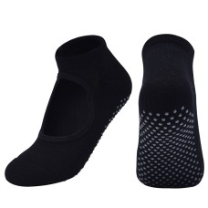 2 Pairs Combed Cotton Yoga Socks Towel Bottom Reveal Round Head Dance Fitness Sports Flooring Socks, Size: One Size(Black)