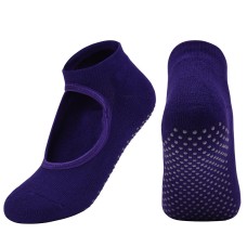 2 Pairs Combed Cotton Yoga Socks Towel Bottom Reveal Round Head Dance Fitness Sports Flooring Socks, Size: One Size(Purple)