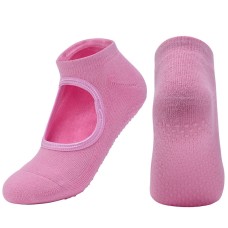 2 paires chaussettes de yoga en coton peignées en bas de la serviette de la tête ronde de la tête de la tête de la tête de fitness sportif, taille: une taille (rose clair)
